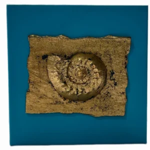 Cuadro caracola natural en pan de oro y azul turquesa