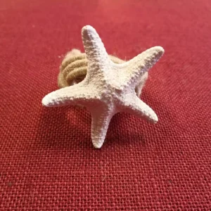 Servilletero estrella de mar natural en blanco con cuerda trenzada ancha