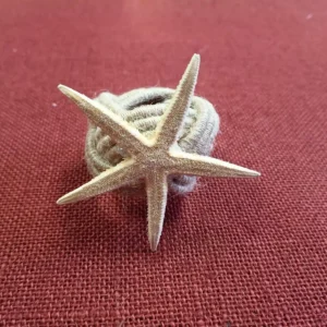 Servilletero estrella de mar natural en crudo con cuerda trenzada ancha
