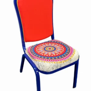 Silla metálica en azulón y tapizada estilo mandala